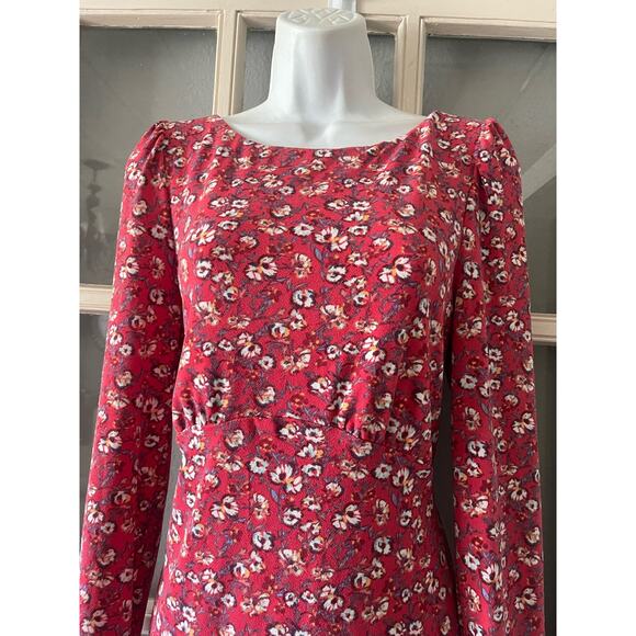 Free People Say Hello Boho Red Floral  Mini Dress - Picture 9 of 12